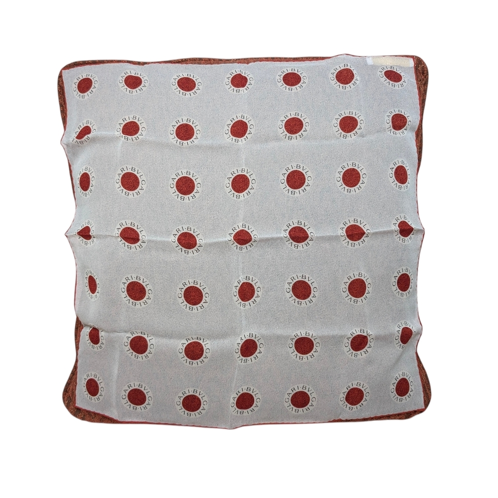 Bulgari Red and White Logo Scarf